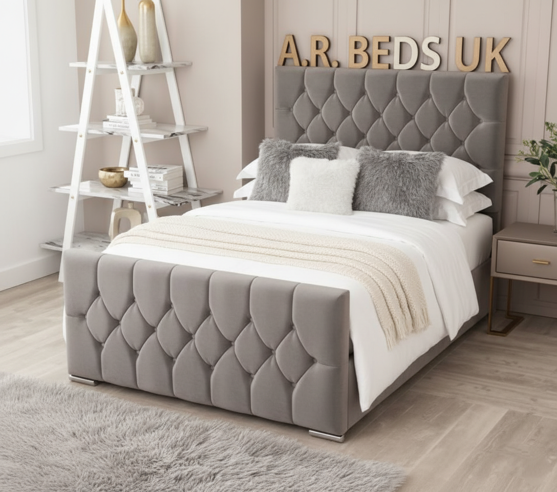 Florida bed with mattress UK,Luxury Ottoman Bed with Button headboard