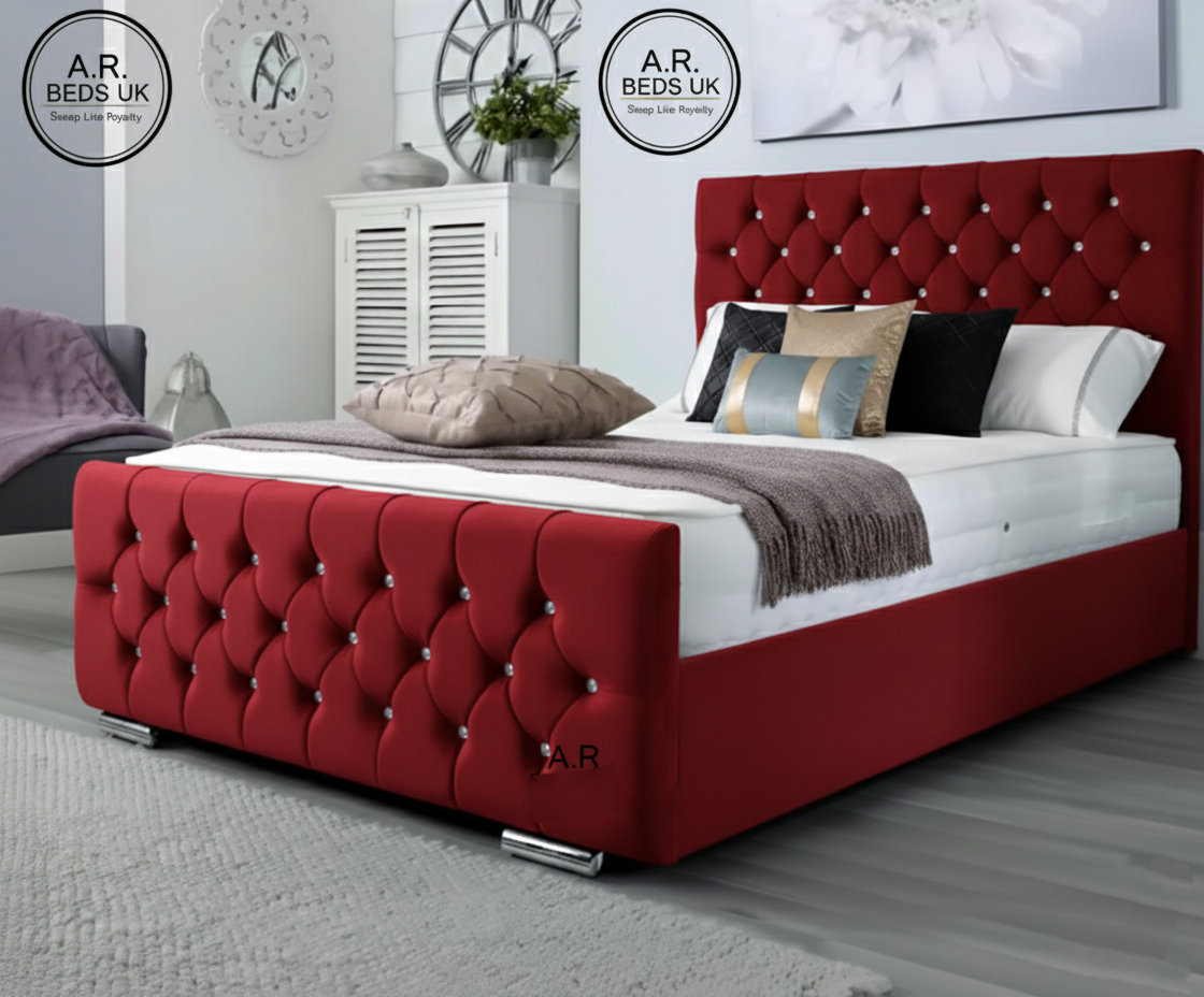Florida bed with mattress UK,Luxury Ottoman Bed with Button headboard