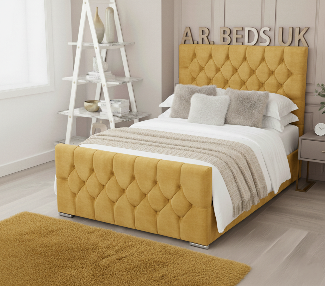 Florida bed with mattress UK,Luxury Ottoman Bed with Button headboard