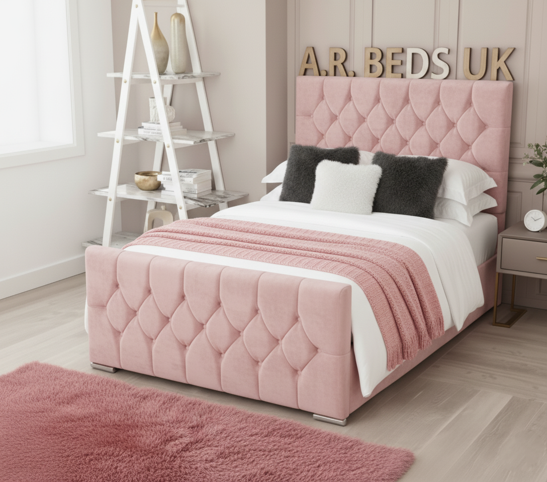 Florida bed with mattress UK,Luxury Ottoman Bed with Button headboard