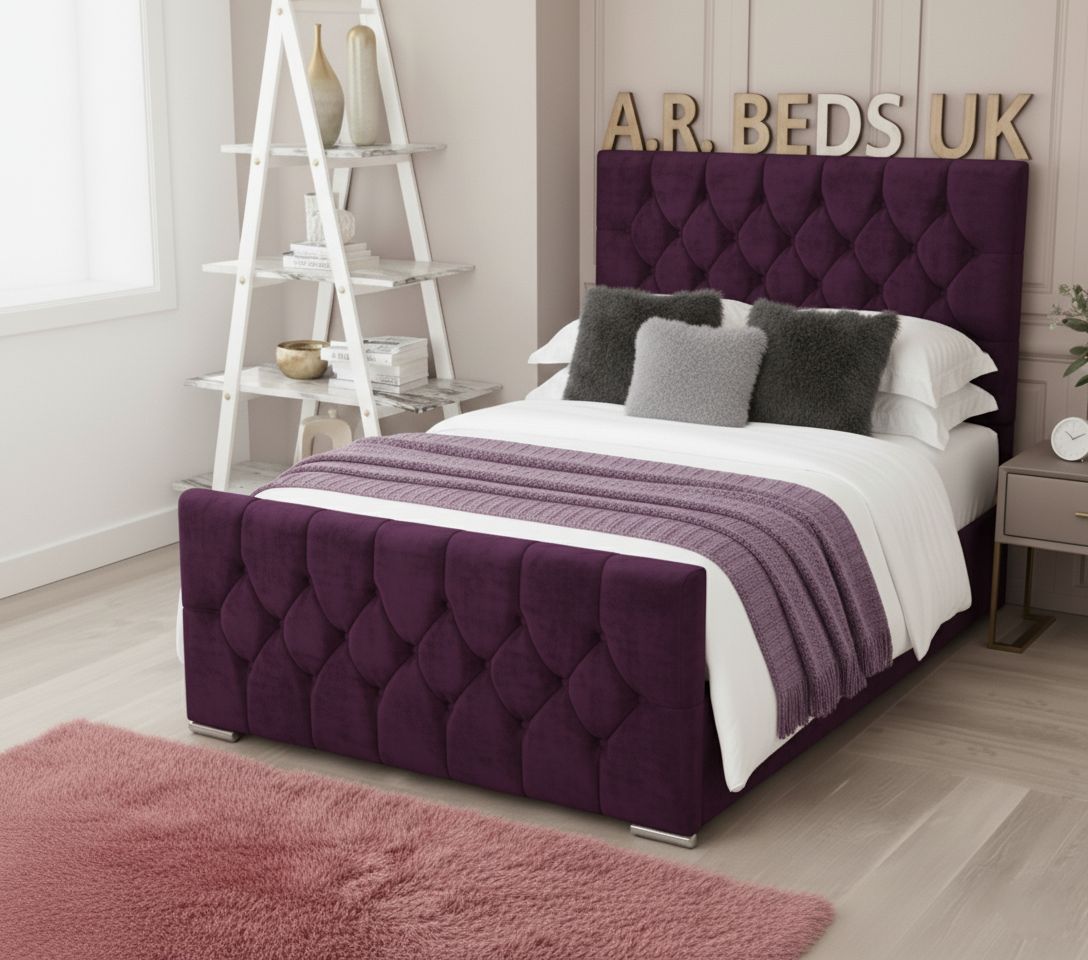 Florida bed with mattress UK,Luxury Ottoman Bed with Button headboard