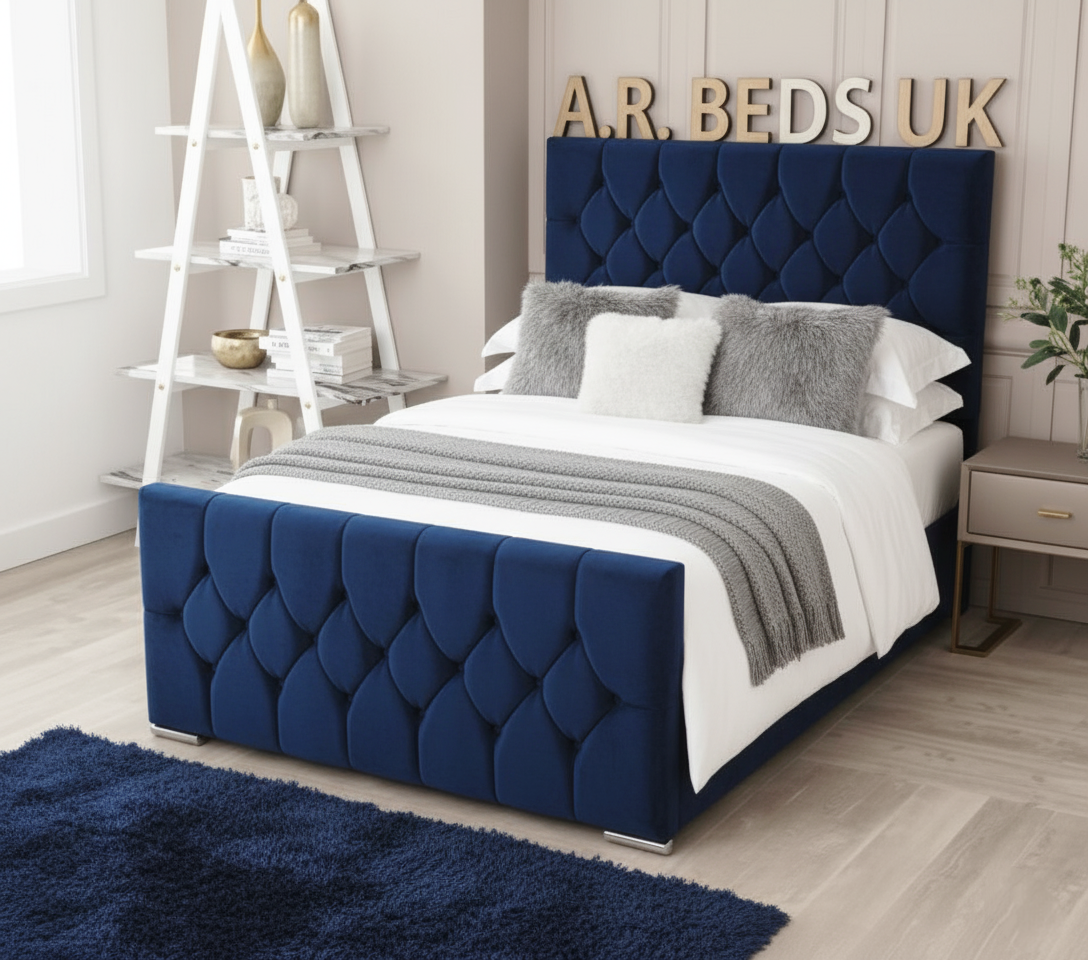 Florida bed with mattress UK,Luxury Ottoman Bed with Button headboard