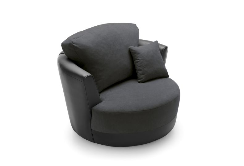 Dylan Chenille Collection: Corner Sofas, Armchairs, Footstools - Ultimate Comfort Swivel Chair Light Grey