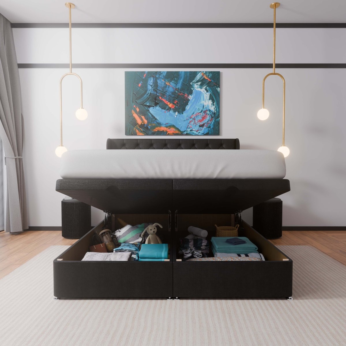 Manhattan Winged End Lift Ottoman Divan Bed