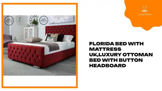 Florida bed with mattress UK,Luxury Ottoman Bed with Button headboard by@Outfy